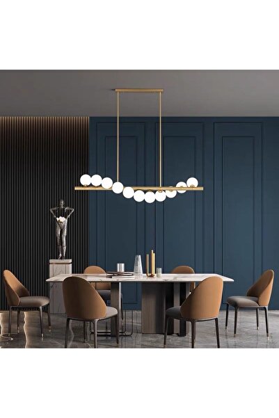 RFAN Chandelier Pendulum Type, Model 5046/11, With 11 Lampshades, 11 X G9, Gold/White