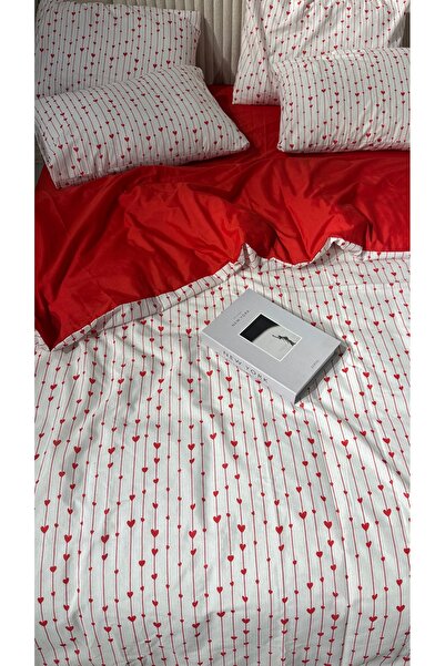 SADEN HOME Set lenjerie de pat cu cearșaf elastic dublu HEART