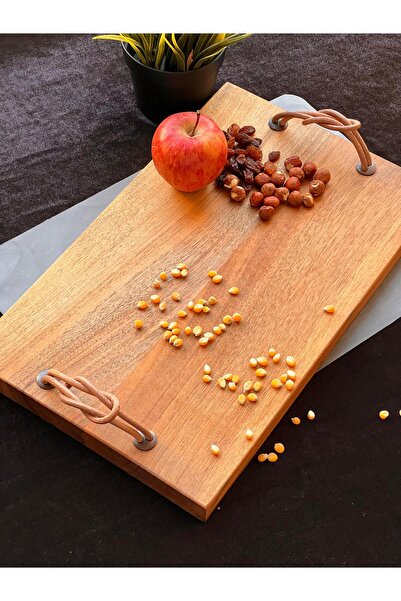 Arsel صينية تقديم من خشب الجوز الريفي، صينية تقديم من الخشب الطبيعي