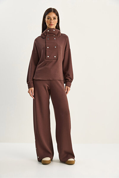 Bianco Lucci Women's Mock Neck Snap Detailed Modal Bottom-Top Set 4046 60283775