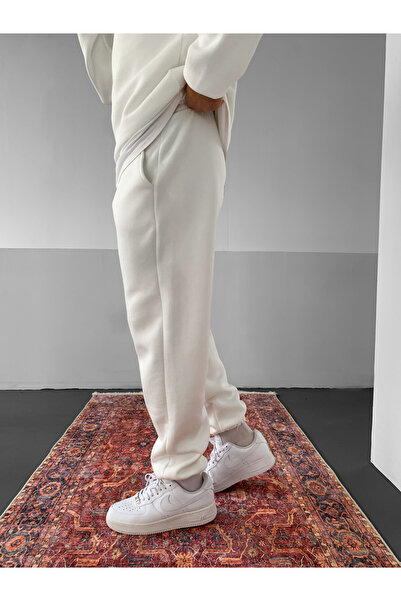 NO1 KONSEPT Λευκό Premium oversized 3 Thread Ş επένδυση fleece Φούτερ