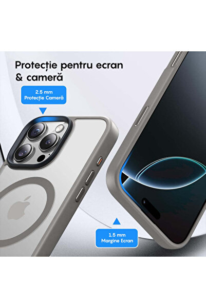 Casey Studios Magsafe Case iPhone 16 Pro, Slim, Wireless Charging, Raised Edges, Gray