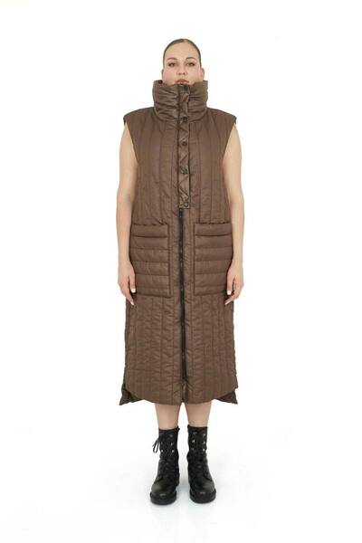 olive Plus Size Inflatable Long Women's Vest