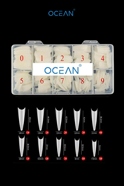 Ocean Yarım Ay Tips , Protez Tırnak Kemik Rengi Özel Kutulu 500'lü Tips