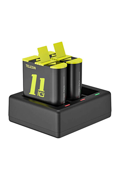TELESIN three-channel charger + 2 batteries for GoPro Hero 9 / 10 / 11 / 12 (GP-BTR-903-B)