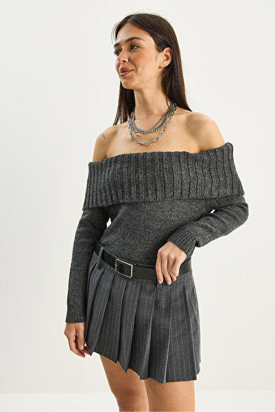 Bianco Lucci Women's Madonna Collar Basic Knitwear Sweater 60283777