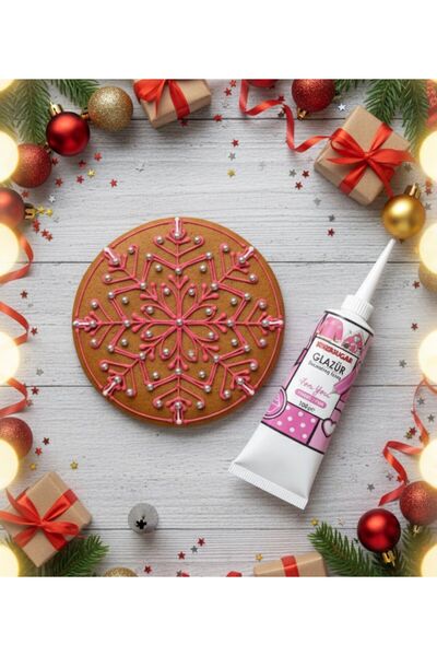 ŞEKER & SUGAR Şeker&Sugar Yılbaşı Kurabiye ve Cupcake için Yenilebilir PEMBE GLAZÜR (100gr)