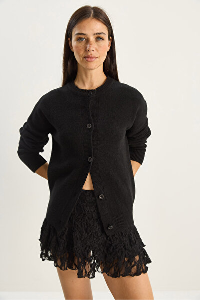 Bianco Lucci Women's Crew Neck Basic Knitwear Cardigan 60283776