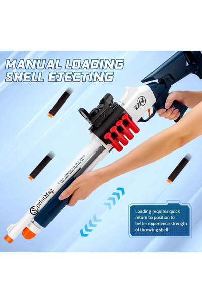 SprintMag Toy ShotGun UDL XM1014 20 Soft Sponge Bullets and 6 Cartridges Case Ejection 75 CM Skin