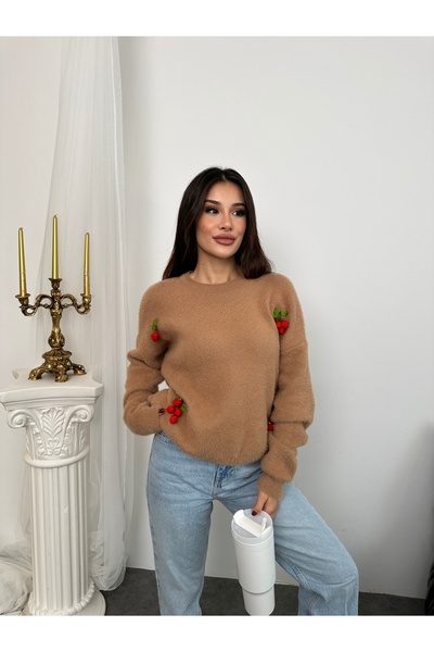 ikomteks Cherry Detailed Soft Knit Sweater