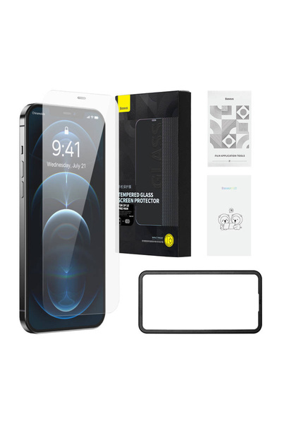 Baseus Szkło hartowane z powłoką przeciwpyłową 0.3mm Schott HD do iPhone 12 Pro Max