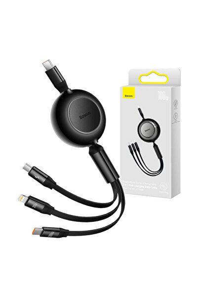 Baseus 3-in-1 Bright Mirror 4 USB cable - micro-USB/ USB-C/ Lightning 100W / 3.5A 1.1m (Black)