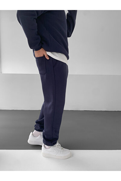 NO1 KONSEPT Αθλητικό παντελόνι Navy Blue Premium oversized 3 Thread Ş επένδυση fleece