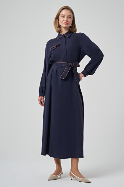 Nuss Pocket Detail Belted Dress 2005 Navy Blue