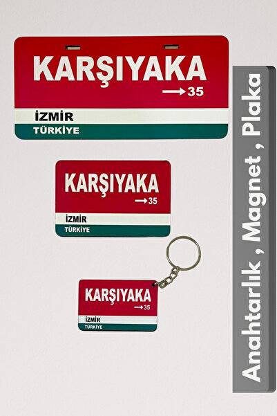 DURUSA Placă MDF retro "Karşıyakaspor", magnet și set de breloc – MDF de 3mm,...