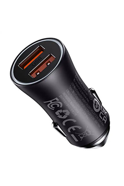 Baseus Golden Contactor Max car charger, 2x USB, 60W (gray)