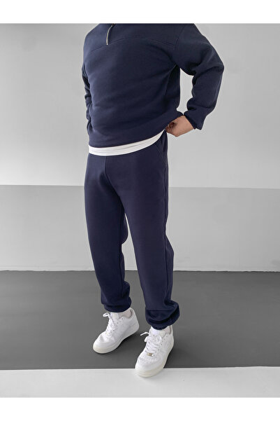 NO1 KONSEPT Αθλητικό παντελόνι Navy Blue Premium oversized 3 Thread Ş επένδυση fleece
