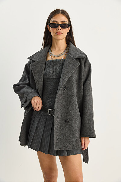 Bianco Lucci Palton căptușit cu curea, cu decolteu petrecut în V buzunare, pentru femei 0318 60283770