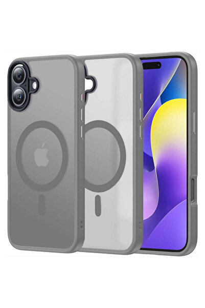 Casey Studios Magsafe Case iPhone 16, Slim, Wireless Charging, Raised Edges, Gray