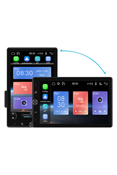 podofo 10.4 inch ROTARY Car Navigation Manual, Carplay & Android Auto, Rear View Camera Included