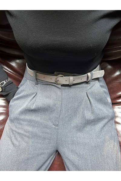 LİA KEMER Illume Round Patterned Suede Women's Silver Buckle Belt Jacket Belt...