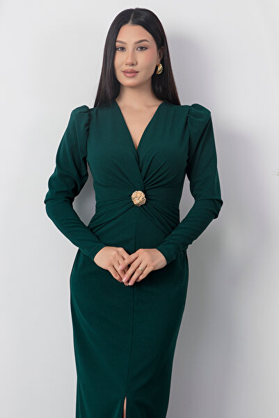 PULLIMM decolteu petrecut în V Rochie cu mâneci lungi și cataramă în talie GRS3830