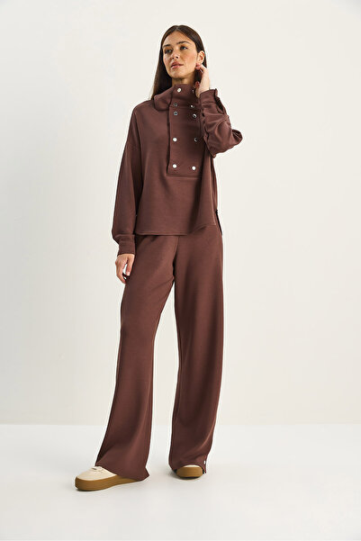 Bianco Lucci Women's Mock Neck Snap Detailed Modal Bottom-Top Set 4046 60283775