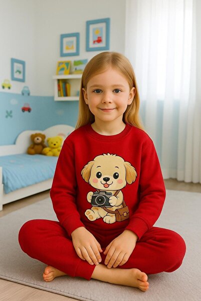 playwear طقم سويت شيرت رياضي بنمط الكلب الكاميرا للأعمار 3-4-5-6-7-8-9-10-11-...