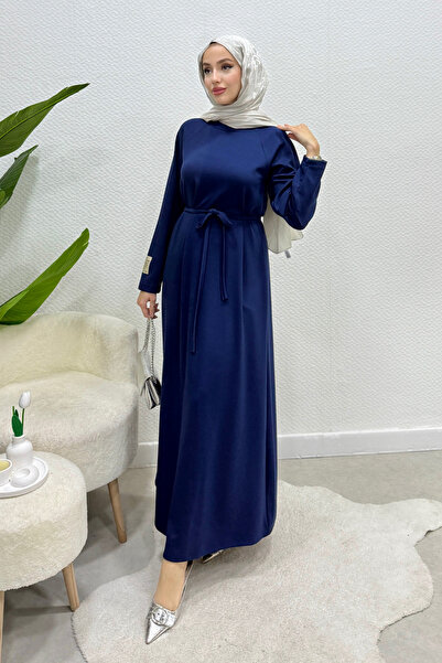 Tesettür Diyarı Φόρεμα Yade με ζώνη από ύφασμα Modal - Σκούρο Μπλε