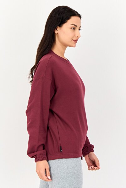 Puma Women Oversized Fit Long Sleeve Outdoor Sweatshirts, Maroon