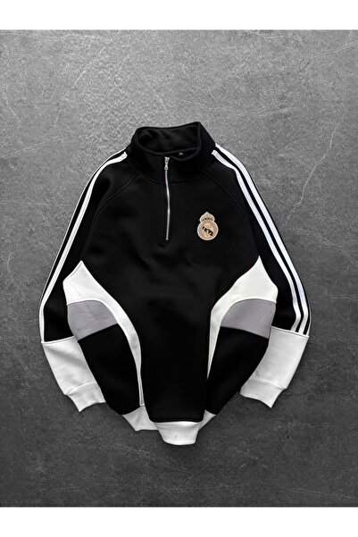 KUN SPORTSWEAR Premium Stand-Up Collar Half Zip Vintage Sweatshirt Oversize Unisex