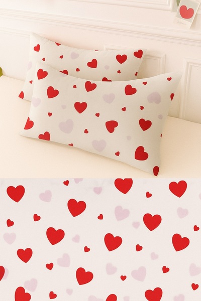 StellaFlavo Huse de pernă din bumbac cu model inimă 2 bucăți 50 x 70 cm