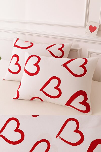 StellaFlavo غطاء وسادة من القطن بنمط قلب 2 قطعة 50 × 70 سم