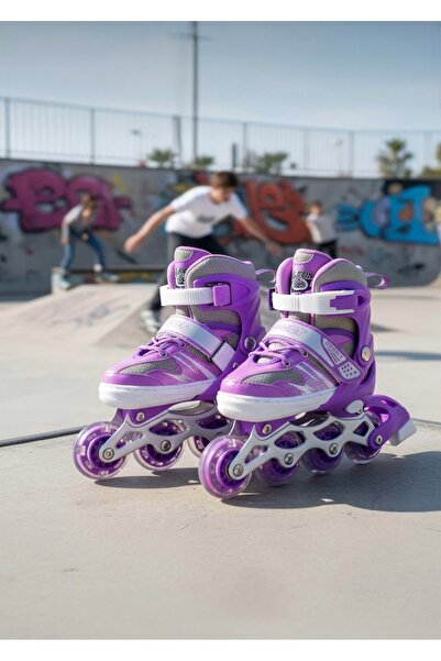 CEZVE HOME Double Row Light-Up Silicone Wheel Adjustable Roller Skates – Aluminum Body, Set with Bag