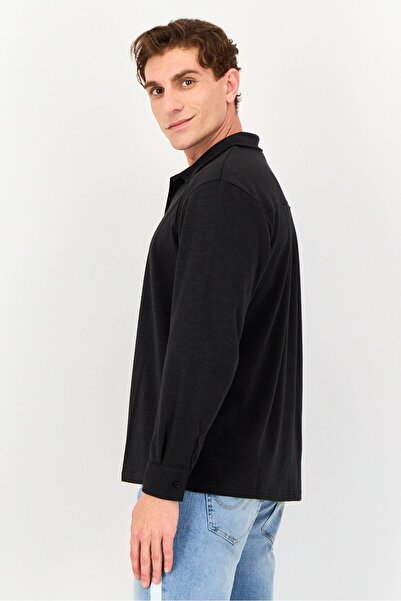 Core Elements Men Regular Fit Heather Long Sleeve Casual Shirt, Black