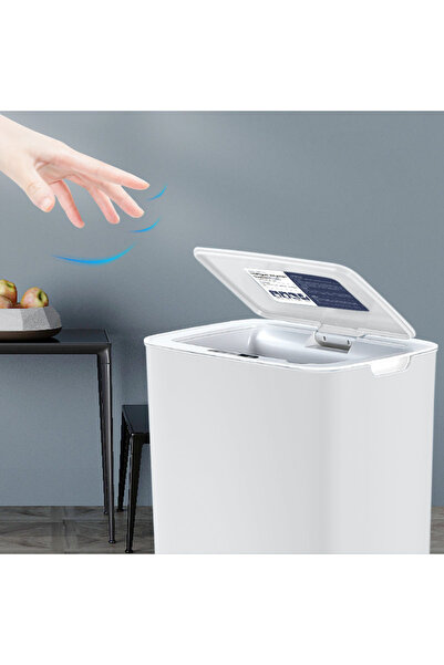 Gadgetry White Automatic Sensor Trash Can, 14L Capacity, with Anti-Odor Lid