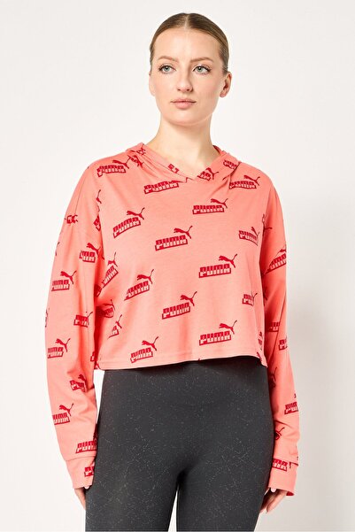 Puma Women Relaxed Fit Long Sleeve Outdoor Light Weight Hoodies, Orange