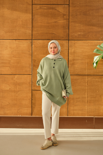 LOCCO Γυναικείο πόλο γιακά τουνίκ πράσινο