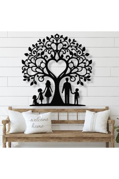 OEM Copac decorativ din metal – Pomul Vietii cu silueta familiei si 3 copii