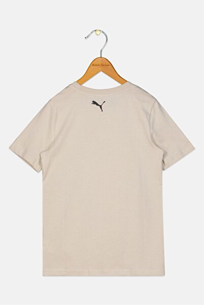 Puma Kids Boy Graphic Print Short Sleeve Outdoor T-shirt, Beige