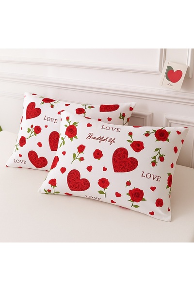 StellaFlavo غطاء وسادة من القطن بنمط قلب 2 قطعة 50 × 70 سم