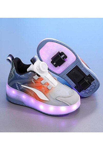 Little Rockz Kids Two Wheel Roller Shoes Rechargeable LED Flash Light Sneaker Skate Heelys Shoes