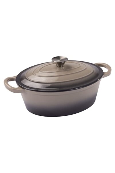 LAMART Oval enameled cast iron pot with lid, non-stick, heat-resistant 280°C, 28×22 cm, 3.5 L -