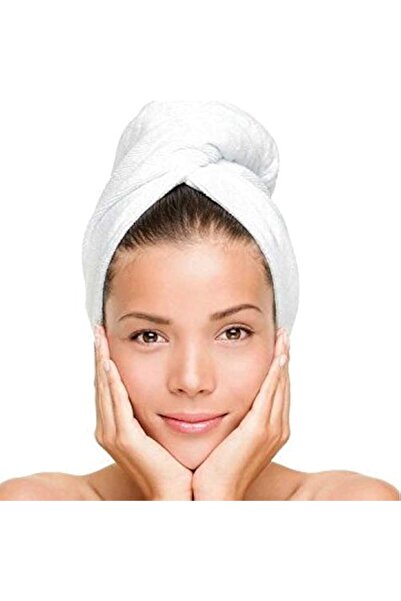 1Chase 100% Cotton Terry Hair Towel, Quick-Dry, White