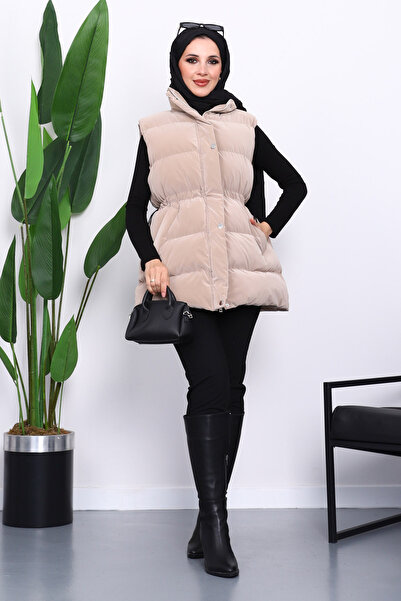İmajButik Mink Inflatable Vest with Elastic Waist and Pockets