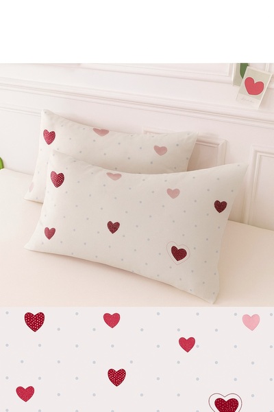 StellaFlavo غطاء وسادة من القطن بنمط قلب 2 قطعة 50 × 70 سم