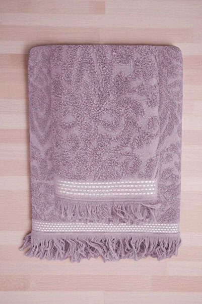 Mira Home 2 Piece Jacquard Bath Towel Set 100% Cotton 90X150 cm Arden Purple