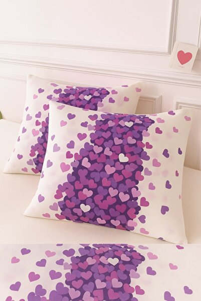 StellaFlavo غطاء وسادة من القطن بنمط قلب 2 قطعة 50 × 70 سم
