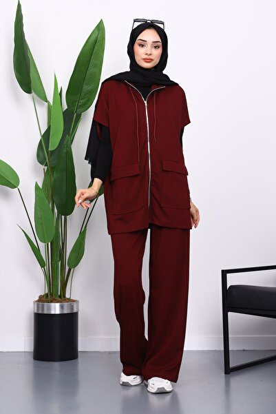 İmajButik Σετ παντελόνι με φερμουάρ και διπλή τσέπη Modal