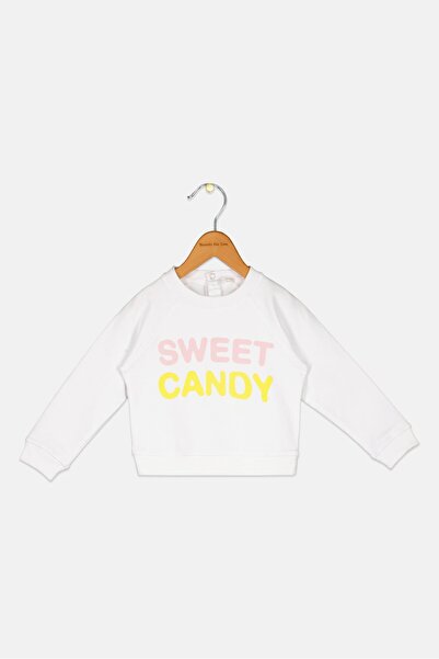 Overkids Toddlers Girl Graphic Print Long Sleeve Sweatshirt, White